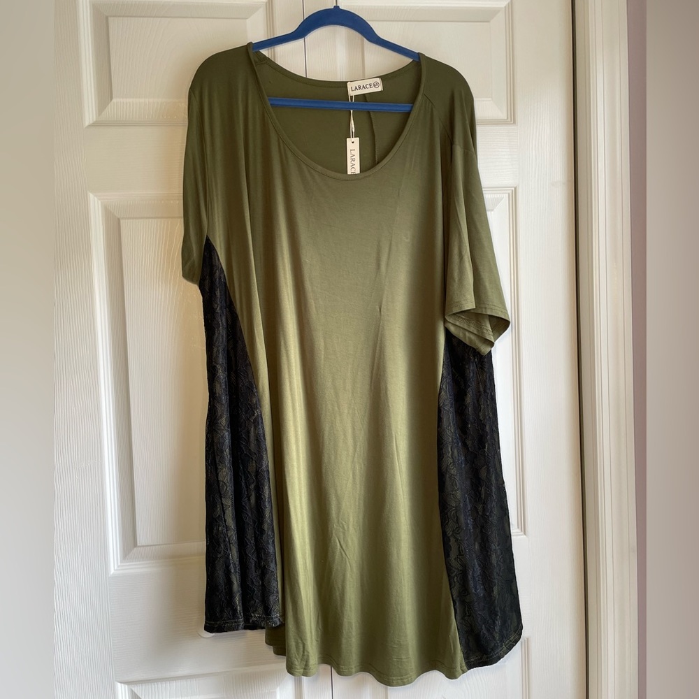 Larace olive green top with lace sides